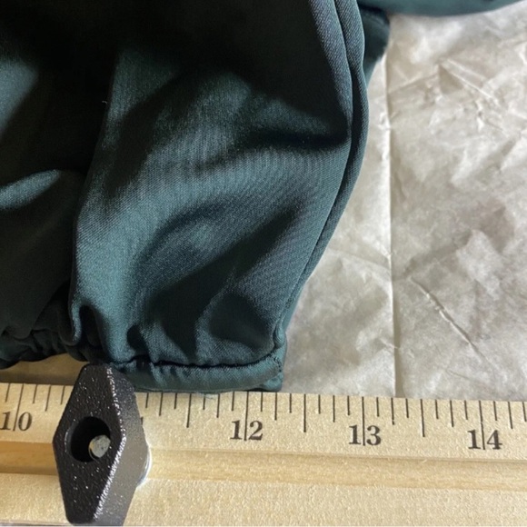 J. Crew Top Womens 00 Green Satin V-Neck Button Detail Peplum Elastic Waist - Picture 10 of 12